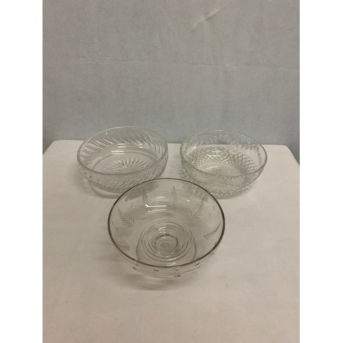 380 - 3 Antique cut glass bowls.