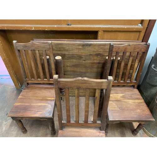 416 - Mexican pine table and chairs.