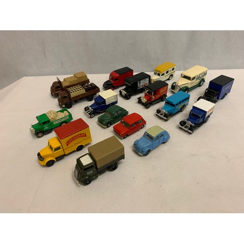 423 - Collection of 17 model cars and vans.