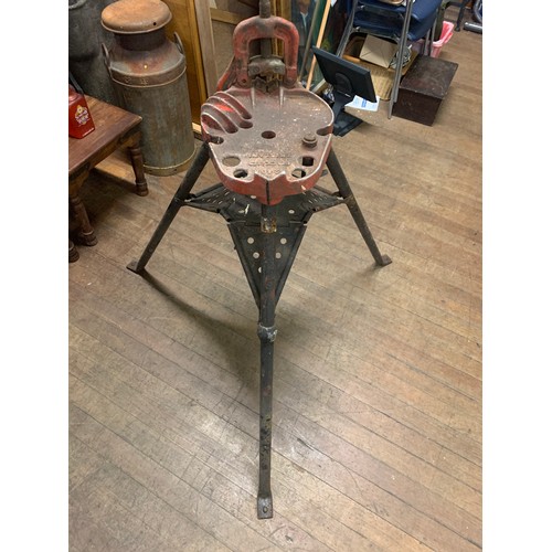 489 - Heavy cast iron tripod clamp/stand.