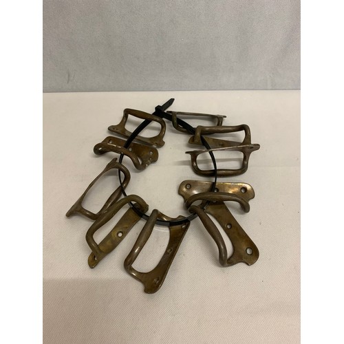 494 - 10 x vintage brass door handles