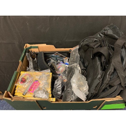 500 - Box of guitar bags, strings, dvds etc.