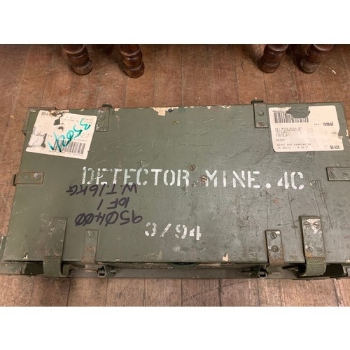 310a - British army mine detector in original wooden transit chest with papers. See pics