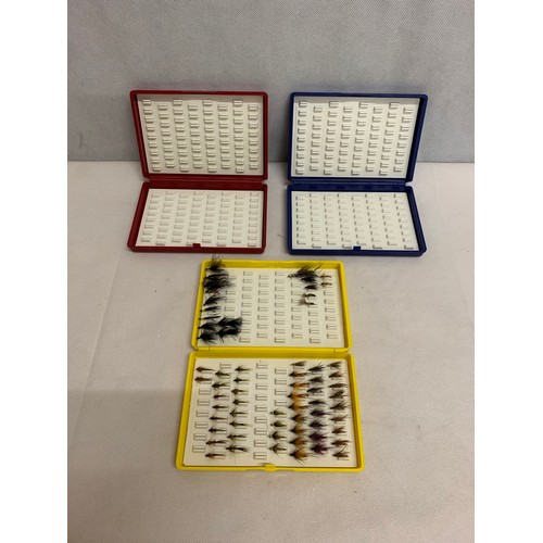 315a - 3 fox fly fishing boxes 1 with flies. (2 as new)