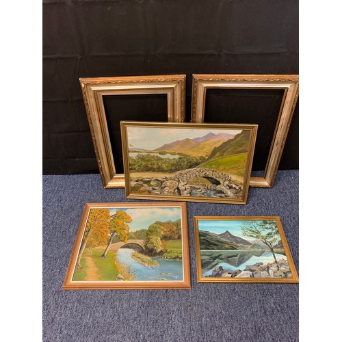 547 - 3 oil paintings and 2 gilt frames.