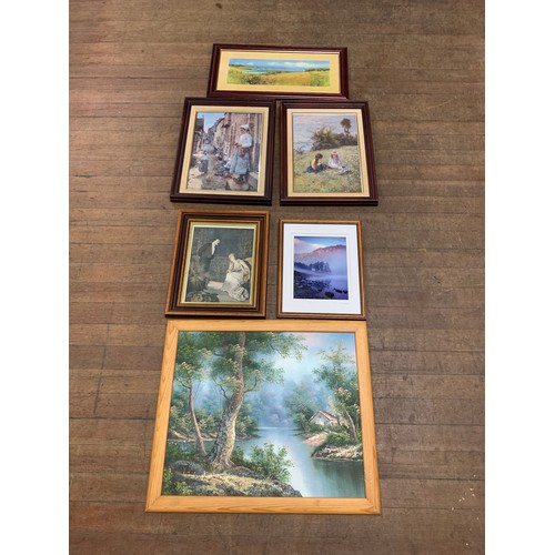 548 - Selection of vintage framed pictures.