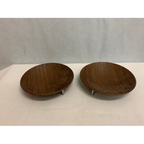 560 - Pair of mid century Danish style wooden bowls.