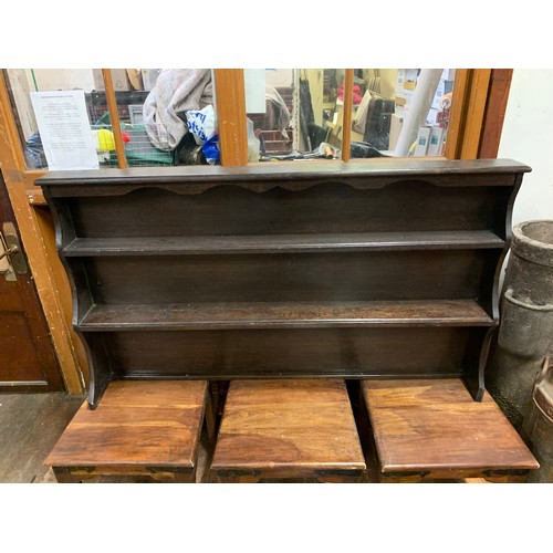 509 - Vintage dark wood plate rack.