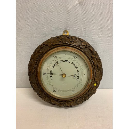 32 - Round wood framed barometer