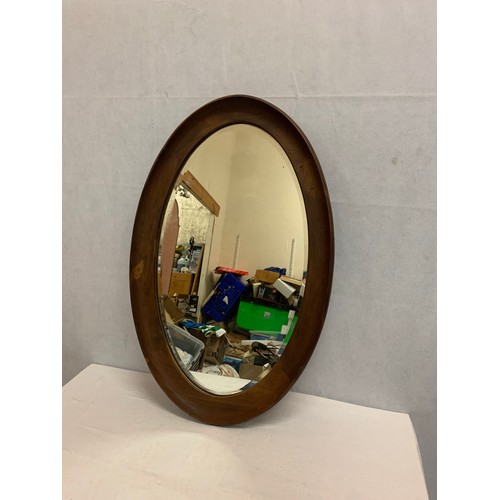 108 - Vintage wood framed oval mirror.