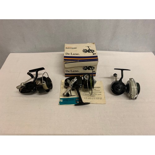 153 - 3 vintage fishing reels to include boxed Mitchell Intrepid F.S.R.