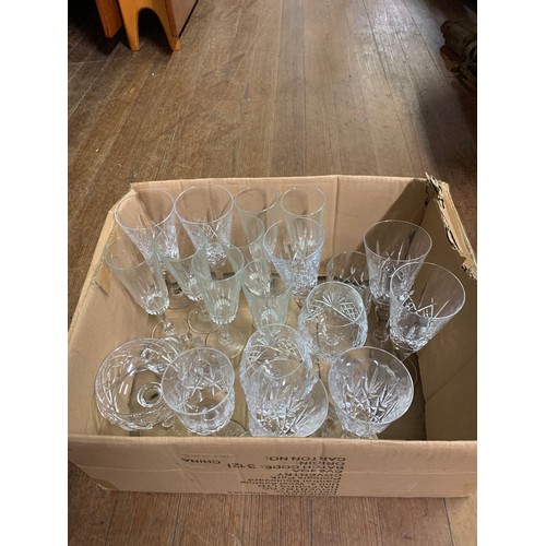 177 - Box of crystal wine and champagne glasses.