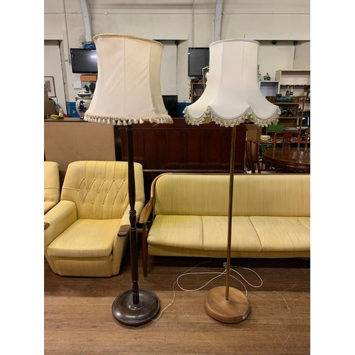 182 - 2 vintage floor lamps with shades.