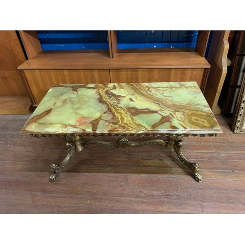 188 - Brass and onyx coffee table