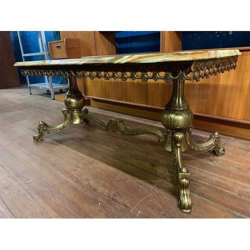 188 - Brass and onyx coffee table