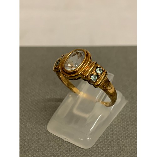 309 - 9ct gold and white sapphire art deco ring.