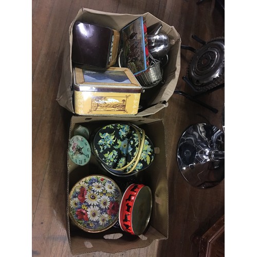 369 - 2 boxes of vintage tins