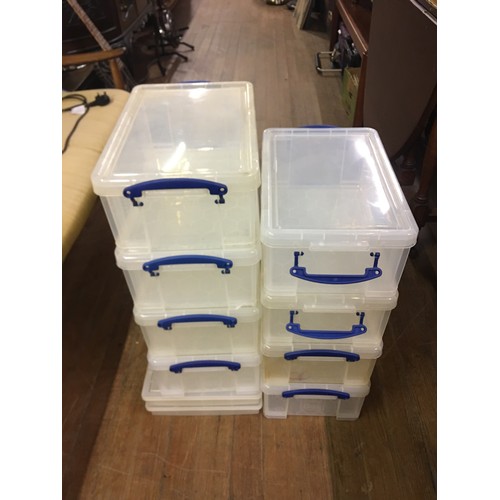 437 - Selection of plastic storage boxes.