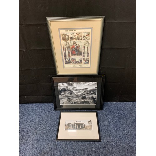 472 - 2 framed photographs and framed 