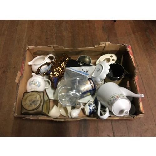 493 - Box of collectables to include lustre jug.