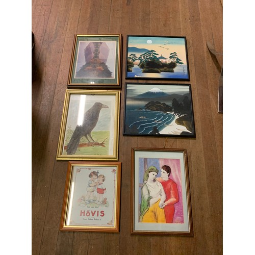 523 - 6 mixed framed pictures