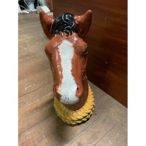 30 - Large, heavy stone horse head. 47cm tall.