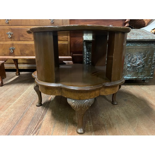 77 - Vintage walnut style revolving table. 55cm x 66cm See pics.