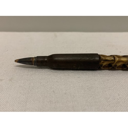 115 - Very rare, real snake spine cane with carved horn 