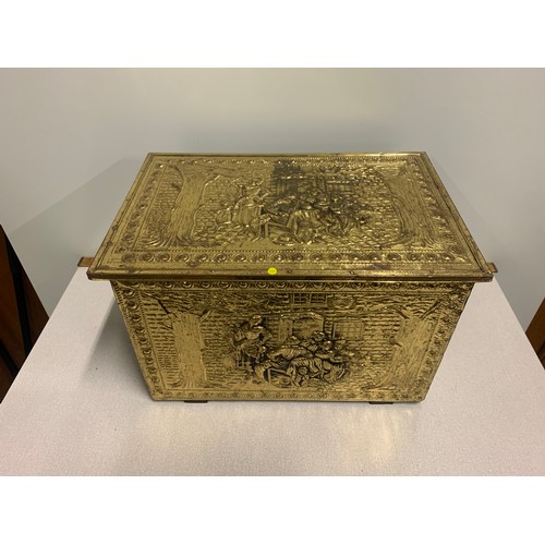 48 - Vintage brass coal box.