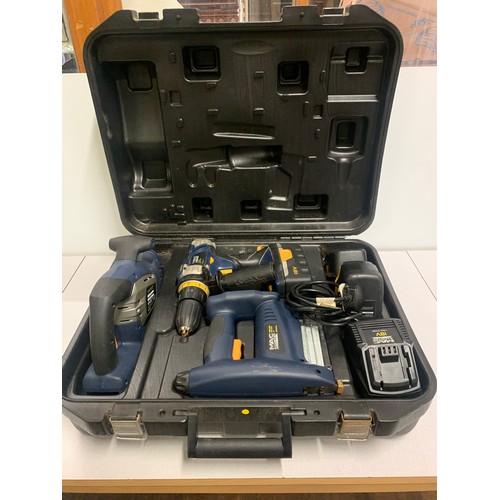 168 - Macallister power tool set to include sander drill and saw.