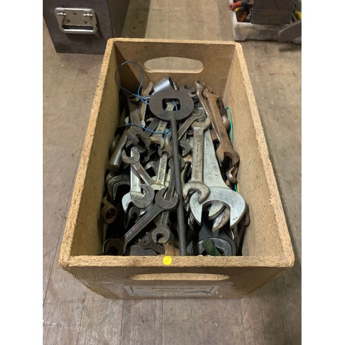 172 - large Box of vintage spanners etc.