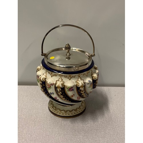 193 - Hallmarked silver topped biscuit barrel with silver fixings.