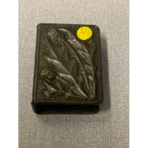 210a - Early 1900's Scottish pewter match box holder.