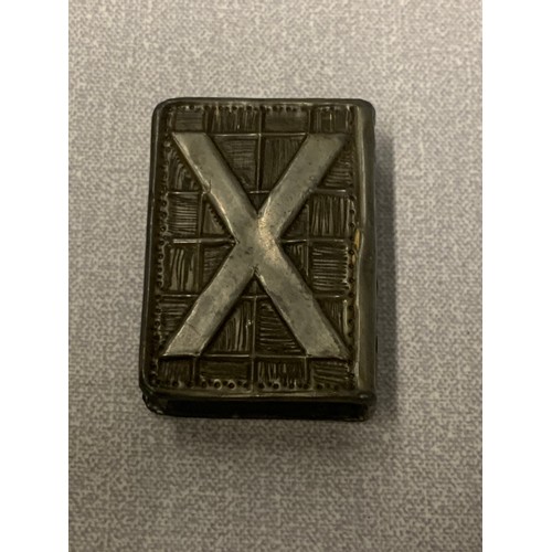 210a - Early 1900's Scottish pewter match box holder.