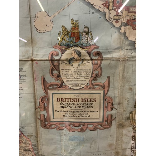 40 - Antique, framed British Isles map.