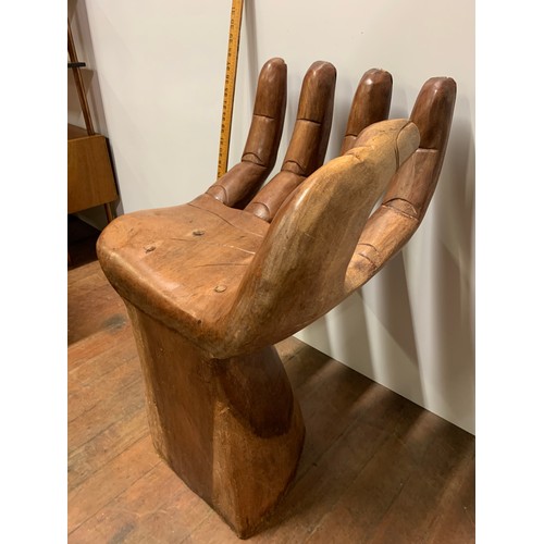 80 - Solid wood hand chair. Approx. 27