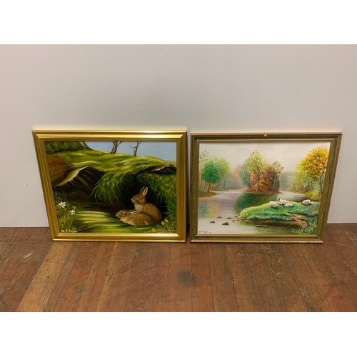 98 - Pair of framed oil paintings, signed Morgan.