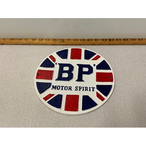 93 - Cast Iron BP Motor Spirit sign.