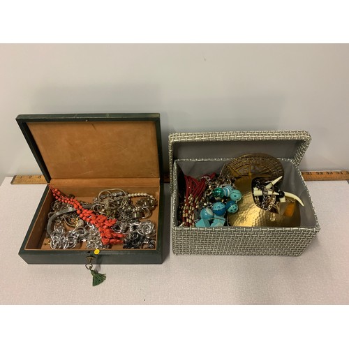 119 - Two boxes of vintage costume jewellery.