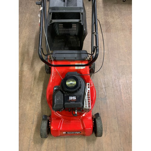 145 - Sovereign petrol lawn mower. (working)