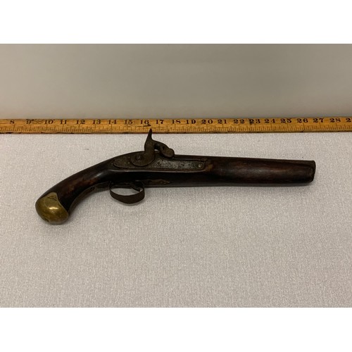 408 - Antique Flintlock pistol. Trigger and hammer still working.