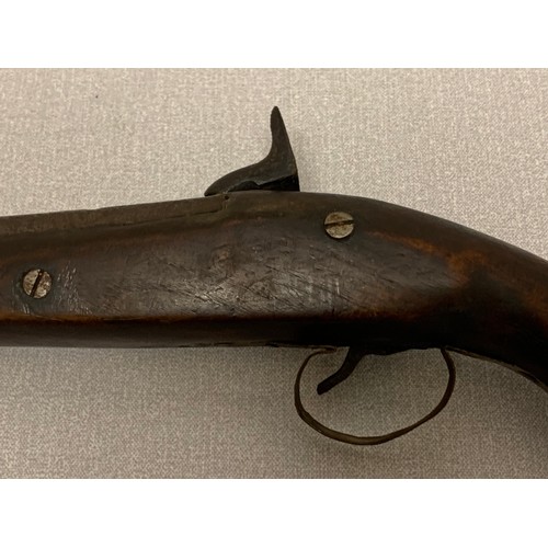 408 - Antique Flintlock pistol. Trigger and hammer still working.