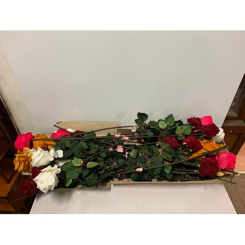 397 - Box of mixed Long stem artificial roses.