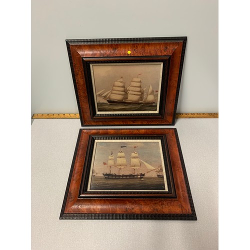 120 - Pair of  nautical oils on canvas in wooden frames
