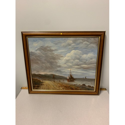 130 - Framed Sea scape oil painting by Beck