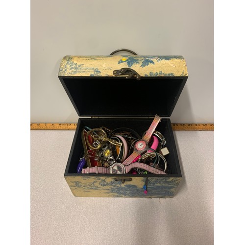 132a - Jewellery box and selection of wrist watches.