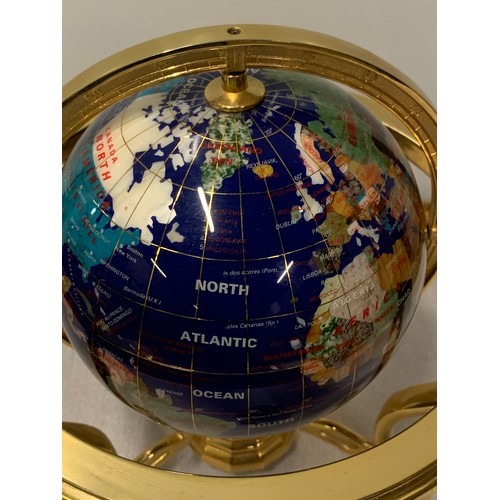 5 - Semi Precious gemstone world globe along with miniature one.