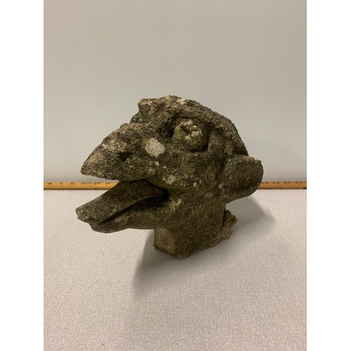 60 - Original, early carved stone gargoyle head possibly from the 17th century w30cm x h23cm.