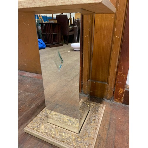 90 - Mirror and gilt plant stand. l39cm x 65cm.