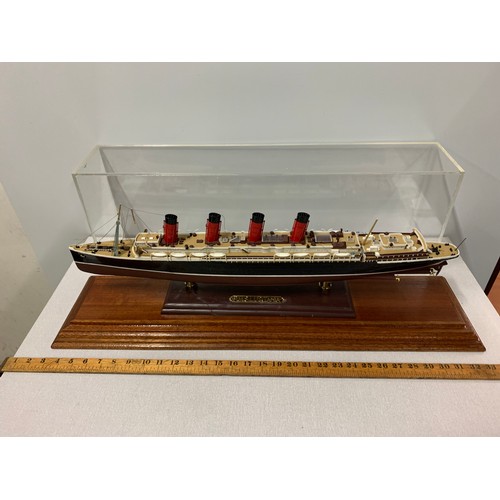 1 - Large Model of RMS. Lustitania in display case. Approx 30